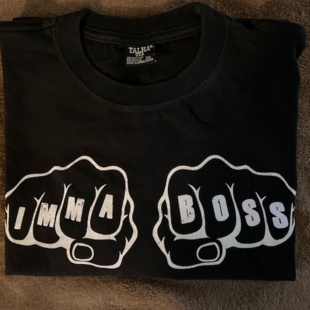Talha 100% Cotton IMMA a BOSS Black T-Shirt 3XL